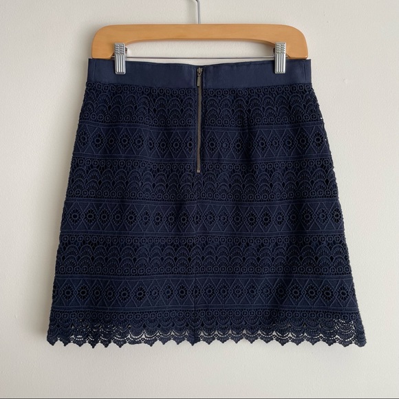 Ann Taylor LOFT Crochet Lace A-Line Skirt Navy NWT - Picture 2 of 7